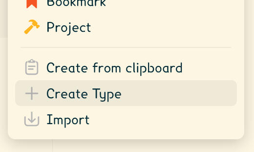 Create Type button