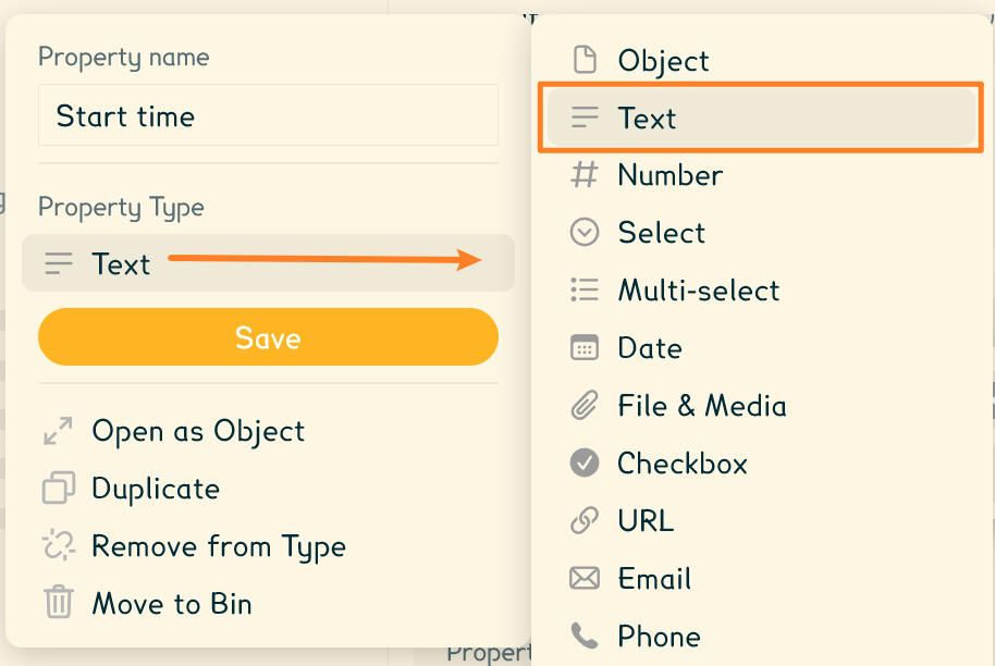 Setting the property as a "Text"