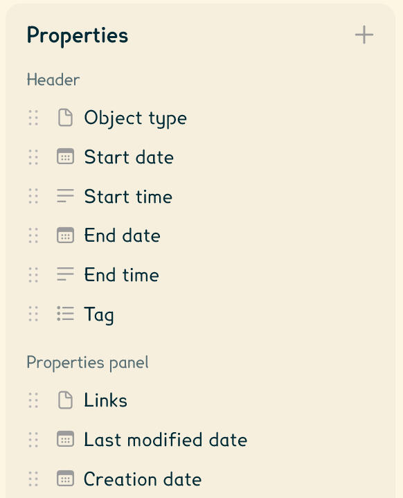 Preview of the properties ordering