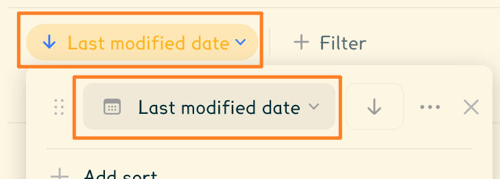 Clicking "Last modified date" will open the sorting menu to change orders